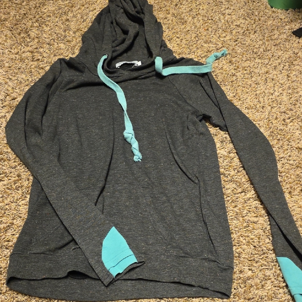 Michelle Mae Gray Hoodie with Teal Accents
